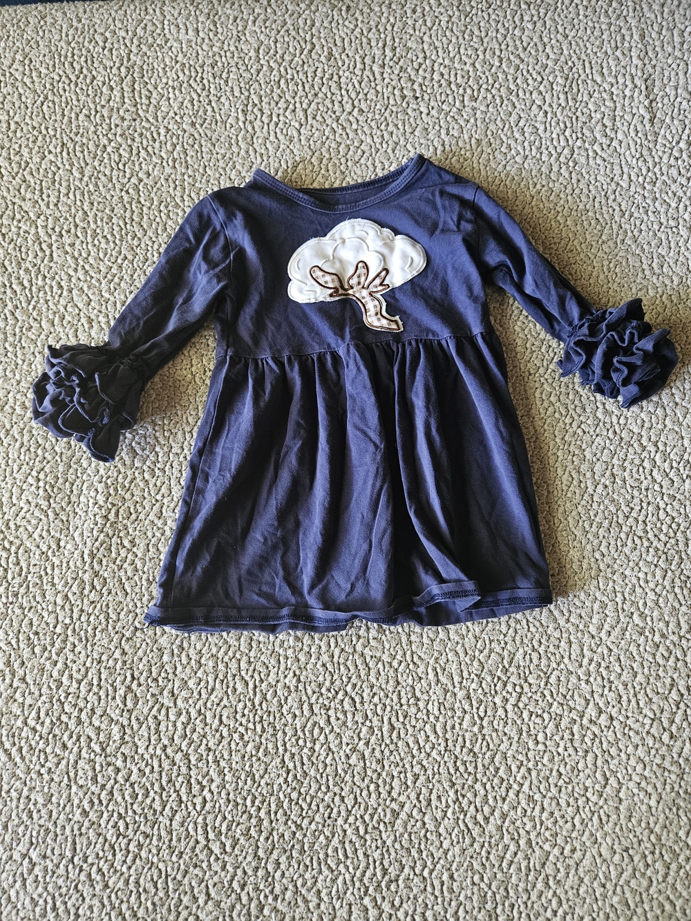 & Other Stories Navy Long-Sleeve Top with White Tree Appliqué